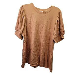 Daily Ritual Women's Puff Sleeve Top Soft Stretch Knit Camel Size X-Large